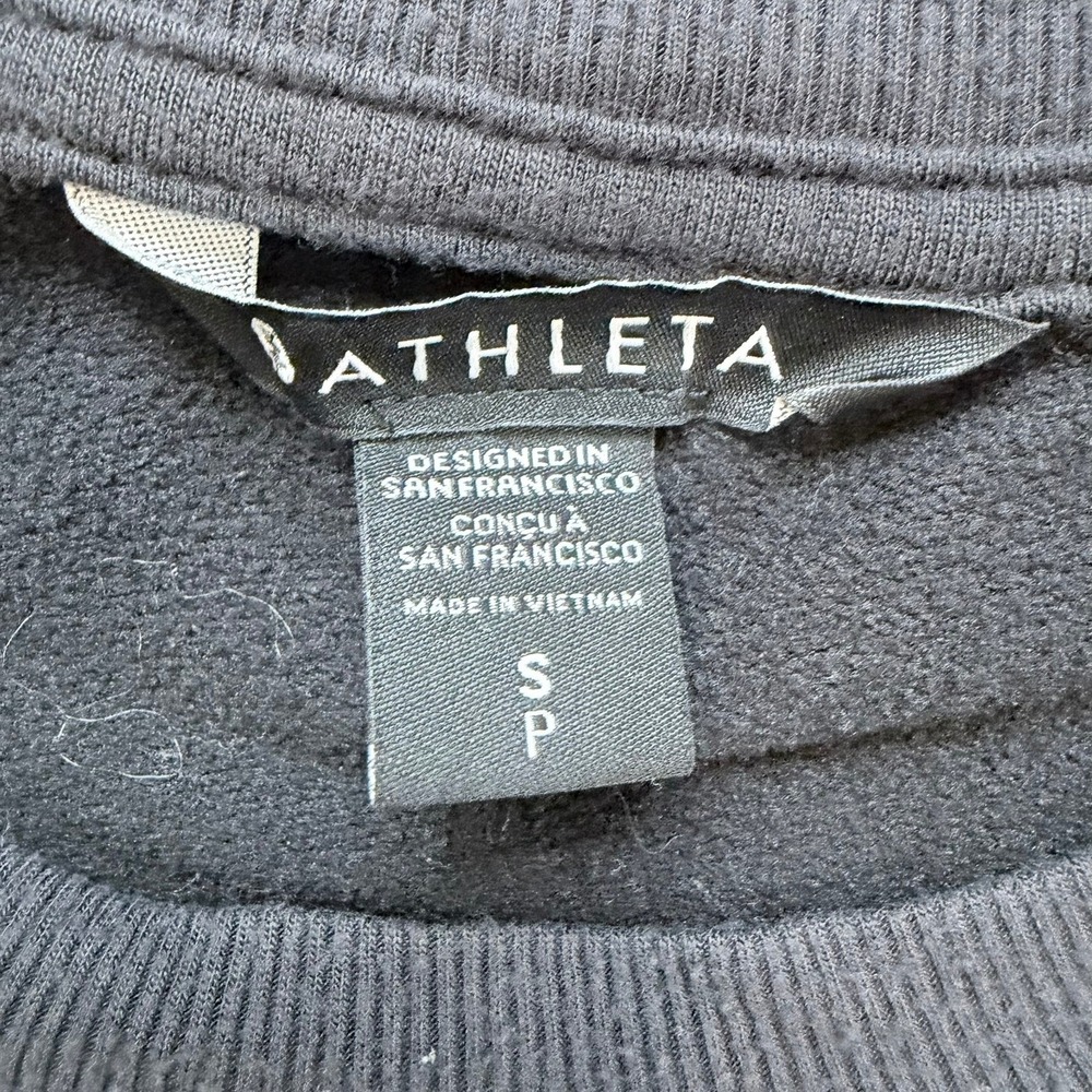 Athleta Coaster Luxe Sweatshirt Women Small Black Thumbhole Pullover 870422 - Picture 2 of 9